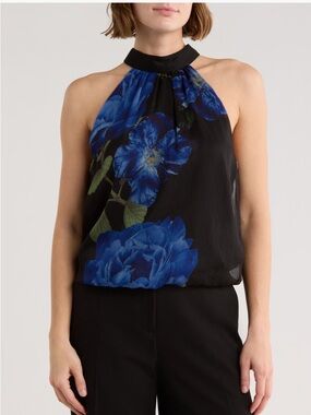 Alice + Olivia Maris Floral Gathered Halter Neck Top NWT $330